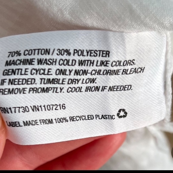 The Nines by Hatch maternity white cotton striped lightweight button-down top XL - Picture 7 of 8